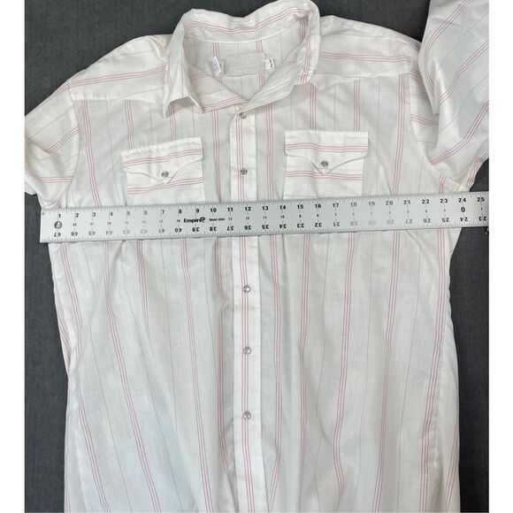 Vintage Western Pearl Snap Shirt Mens 17.5 White Red Stripe Long Sleeve Cowboy - Picture 8 of 11